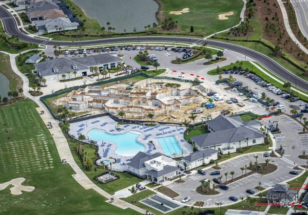 Aerial view of the Babcock Ranch clubhouse commercial concrete project in South Florida
